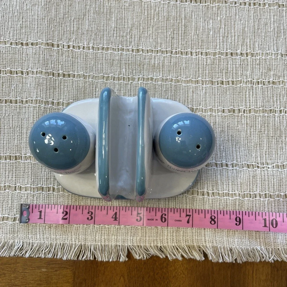 Big Ceramic Salt &‎ Pepper Shaker / Napkin Combo Cottage Core
